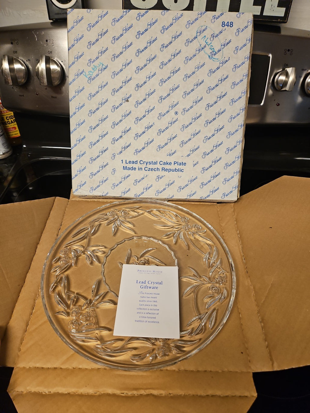 Princess House #848 Lead Crystal Cake Platter 12" In Original Box EUC