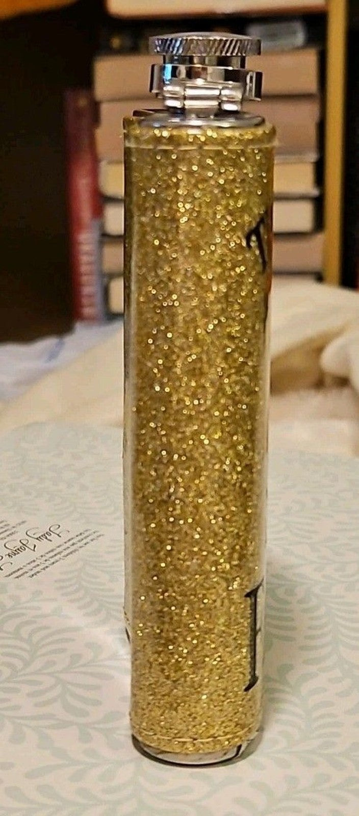 5oz "Time To Get Ship Faced" Stainless Steel Drink Flask Gold Glitter