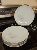Set Of 8 Vintage MCM Franciscan Silver Pine Dinner Plates 10.5" Platinum Rim