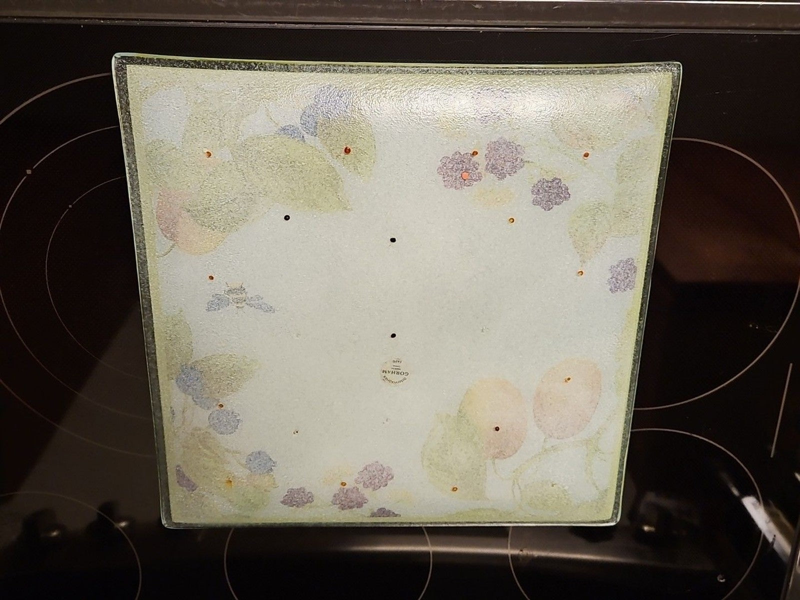 Gorham Fall Orchard Fused Art Glass 13.75" Square Serving Platter - Beautiful!