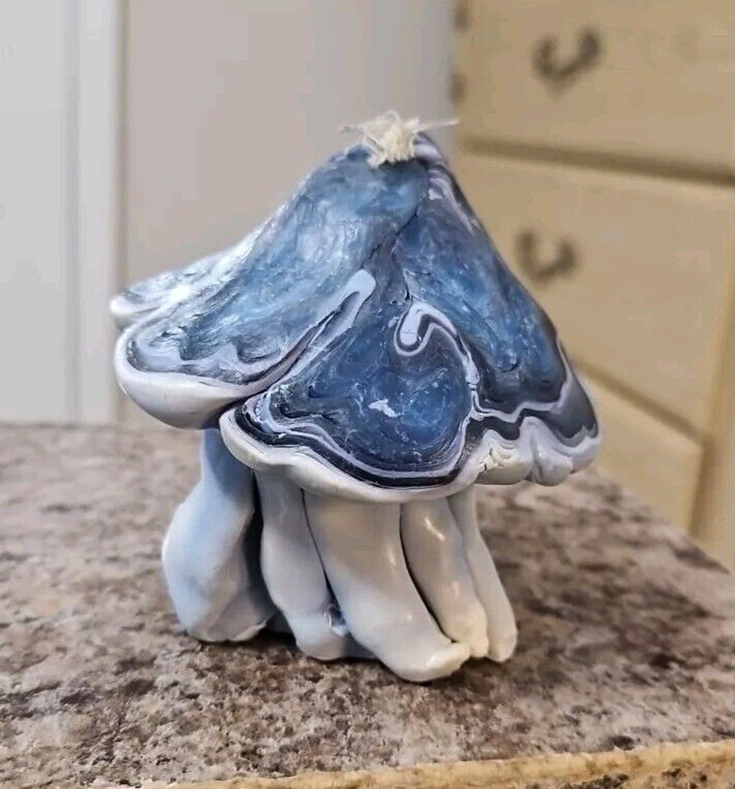 Norther Lights Candles Blue Mushroom Shaped Candle Handmade Unused