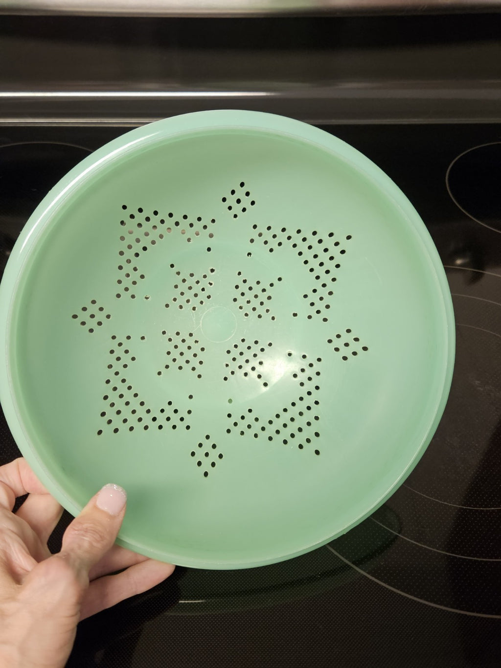 Vintage Tupperware Jadeite Green 9'' Pasta Strainer Colander W Lid #339 & #516