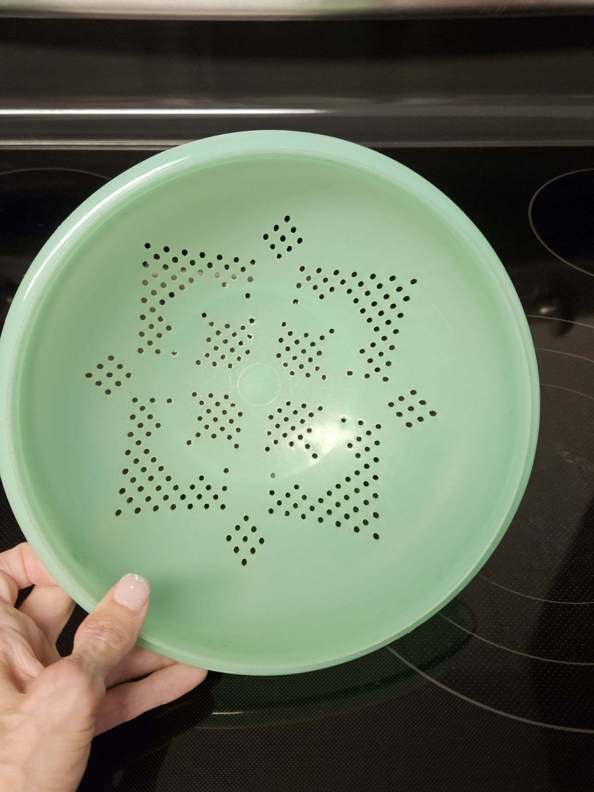 Vintage Tupperware Jadeite Green 9'' Pasta Strainer Colander W Lid #339 & #516
