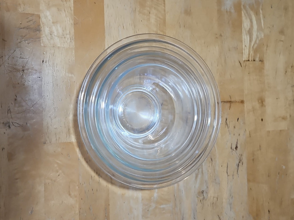 Set of 3 Vintage Pyrex Clear Glass Nesting Mixing Bowls 322 323 325
