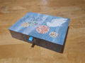 Elegant Storage Box Blue With Christmas Ornaments & Dove 7.75"x6"x2"