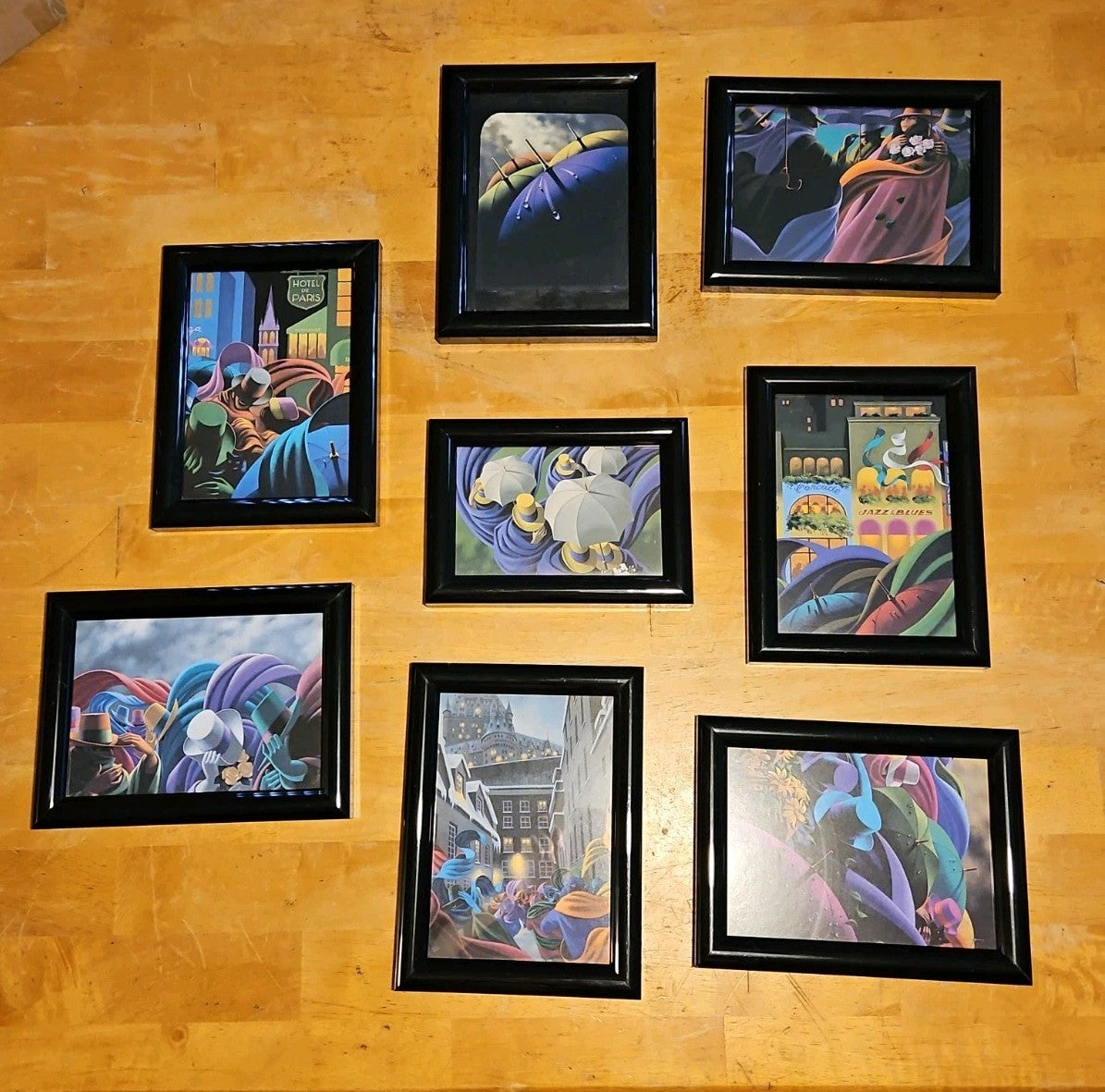 Claude Theberge Vintage Framed Mini Prints Set of 8 Umbrella Surrealist Gallery