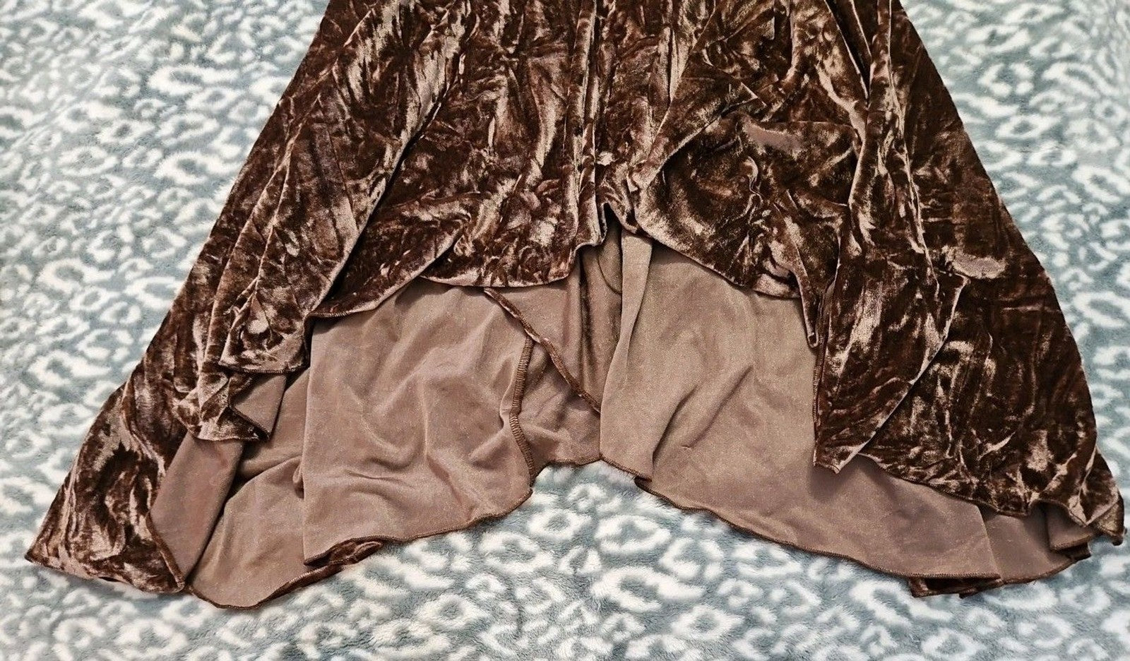 Silence + Noise Corina Crushed Velvet Brown Asymmetrical Button Detail Dress M
