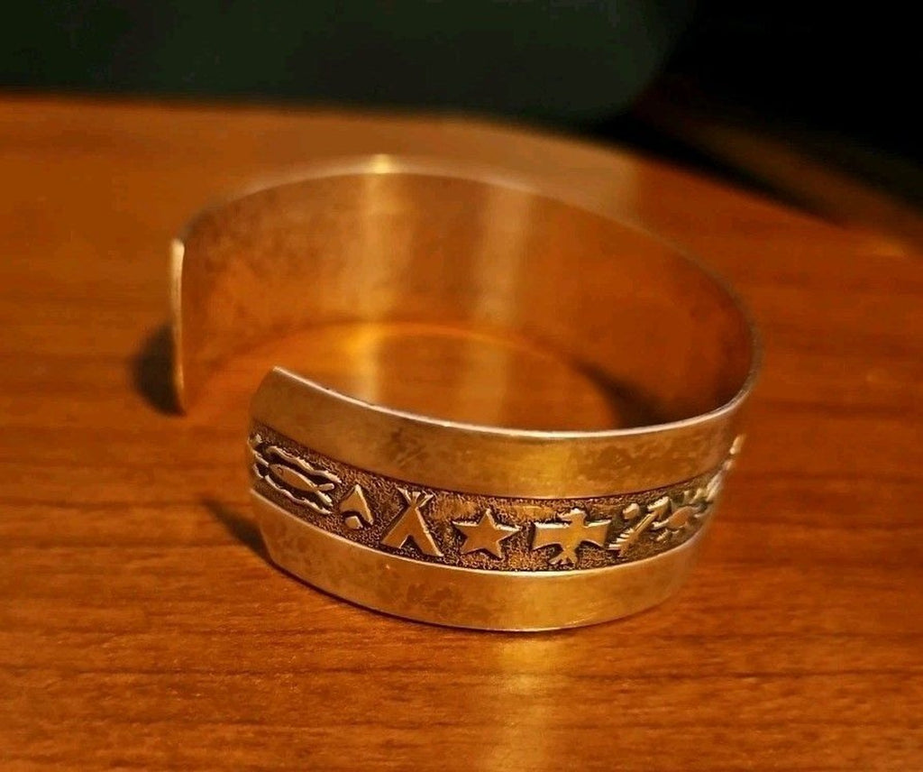 Vintage 90's Copper Native American Southwestern Style Cuff Bracelet, 5.25in