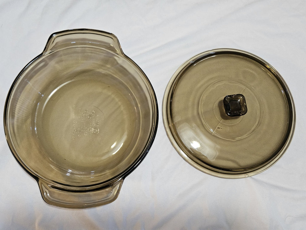Vintage Anchor Hocking Brown Glass 1.5qt Casserole Dish w/ Lid #1037
