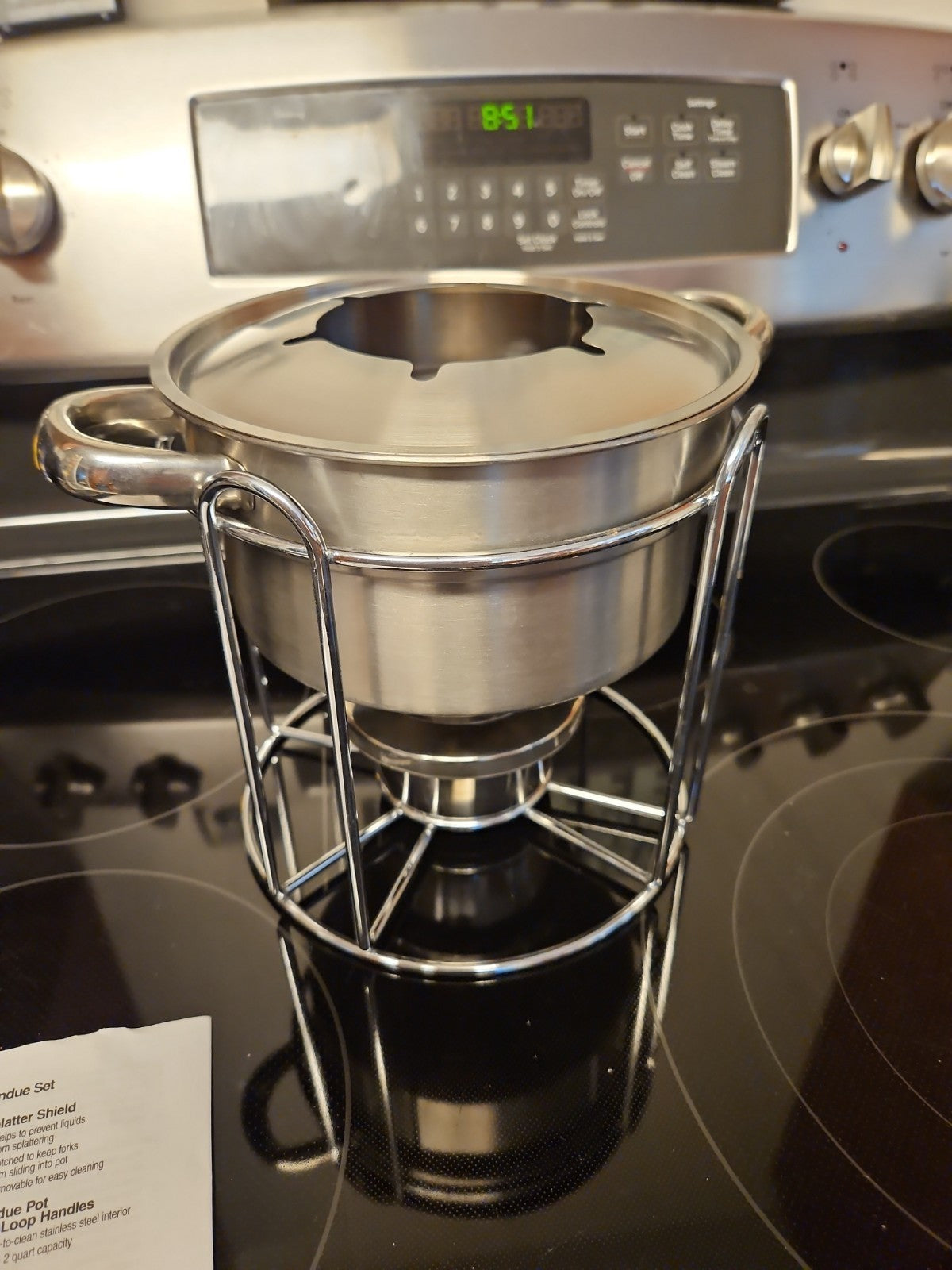 Casa Moda Buffet Stainless Steel Fondue Set Chocolate & Cheese 3 Plates No Forks