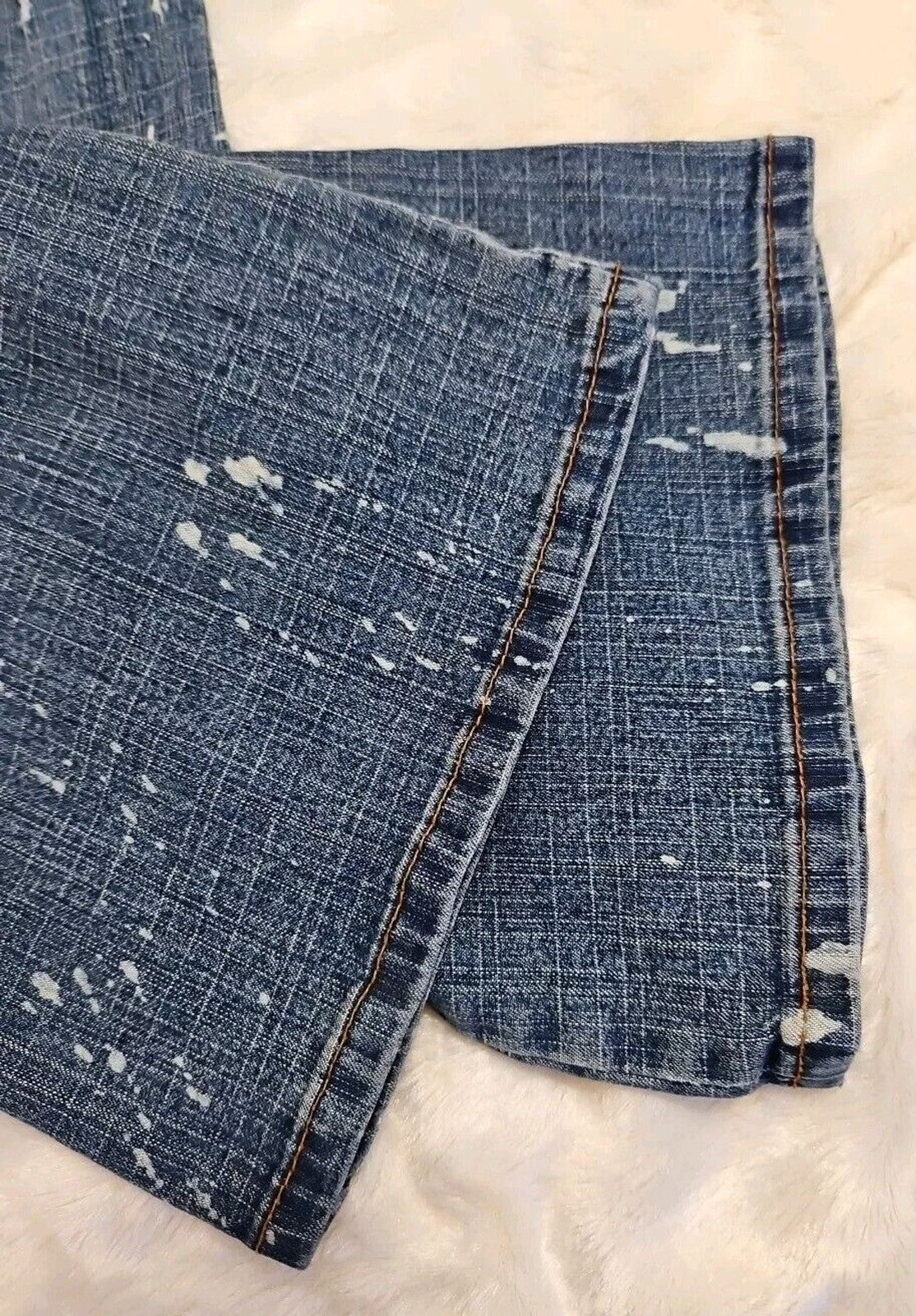 Blue Asphalt Women's Vintage Y2k Jeans Size 3 Paint / Black Lace / Chain Detail