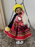 Vintage Peruvian Folk Art Hand Made Cloth Rag Doll 11” With Llama & Baby