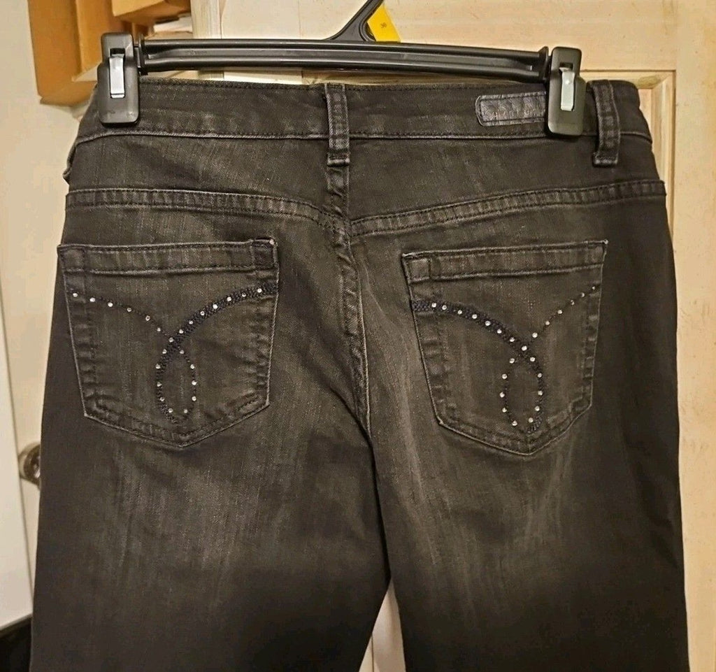 Calvin Klein Black Jeans Rhinestone Accent Pockets Size 29/8 Petite