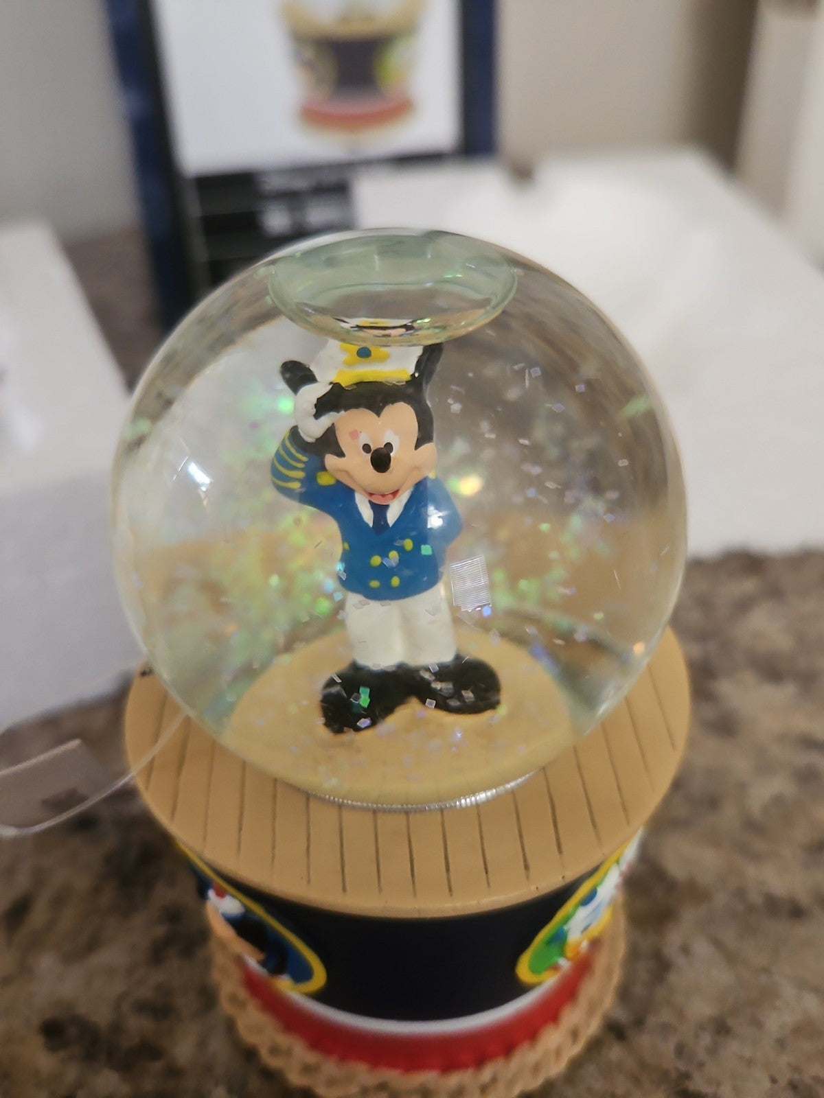 NIB Disney Cruise Line Captain Mickey Mouse Snow Globe Nautical Character Base
