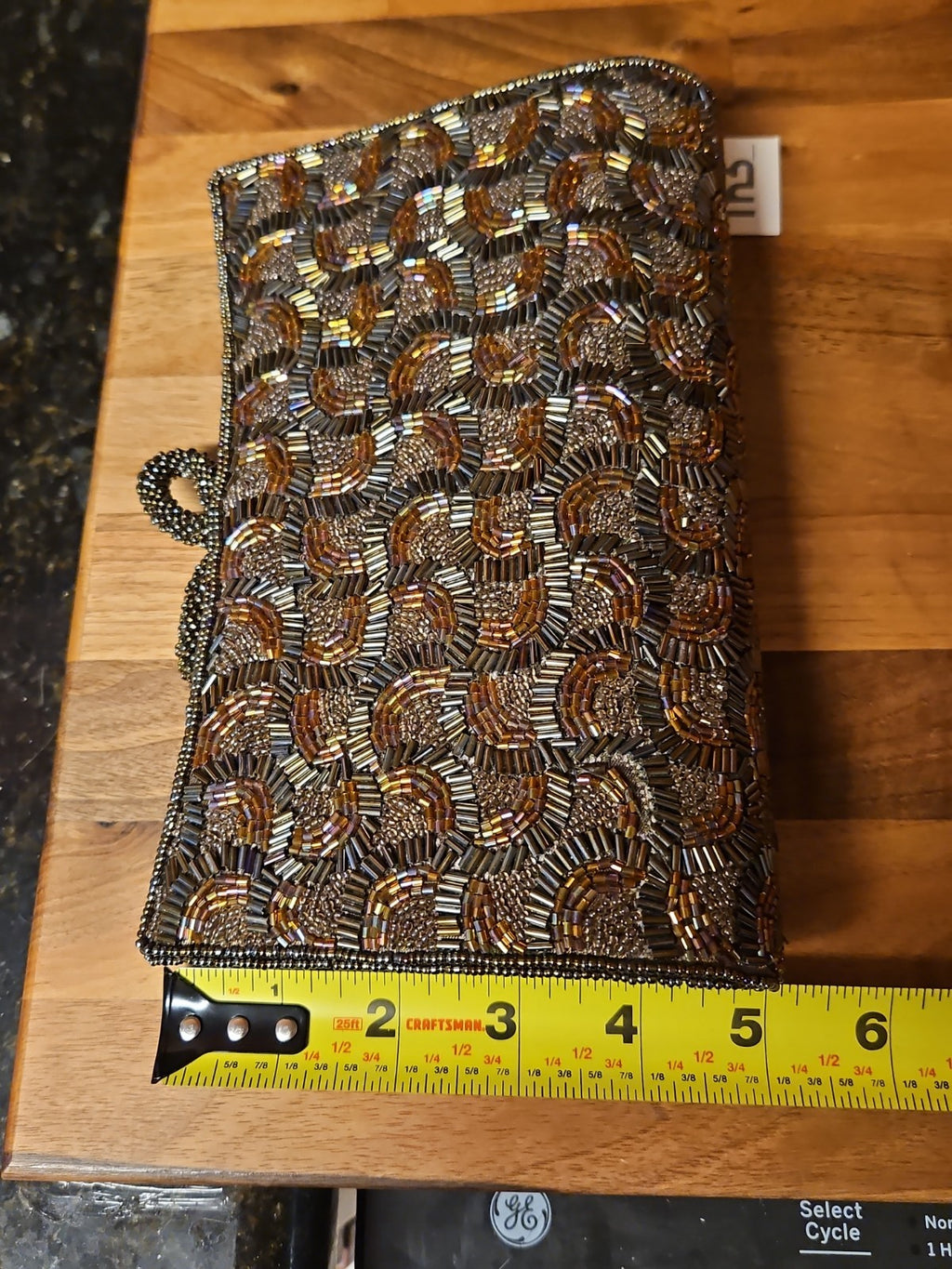 Menbur Spain Clutch Purse With Shoulder Strap Bronze Beaded NWT Damaged