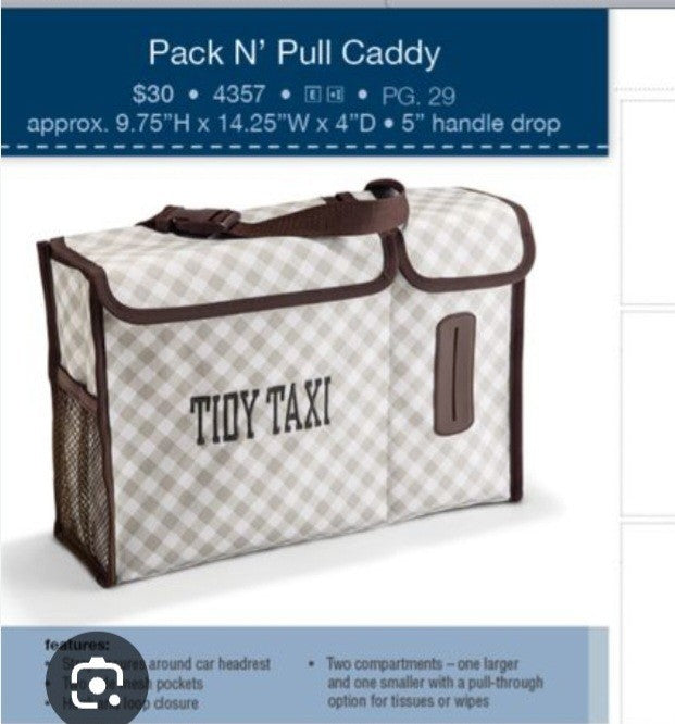 Thirty-One Pack N Pull Caddy Taupe Gingham Organizer NIP