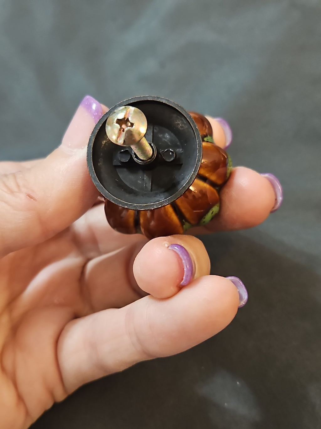 1.5" Ceramic Pumpkin Cabinet Knob Drawer Pull Brown & Green