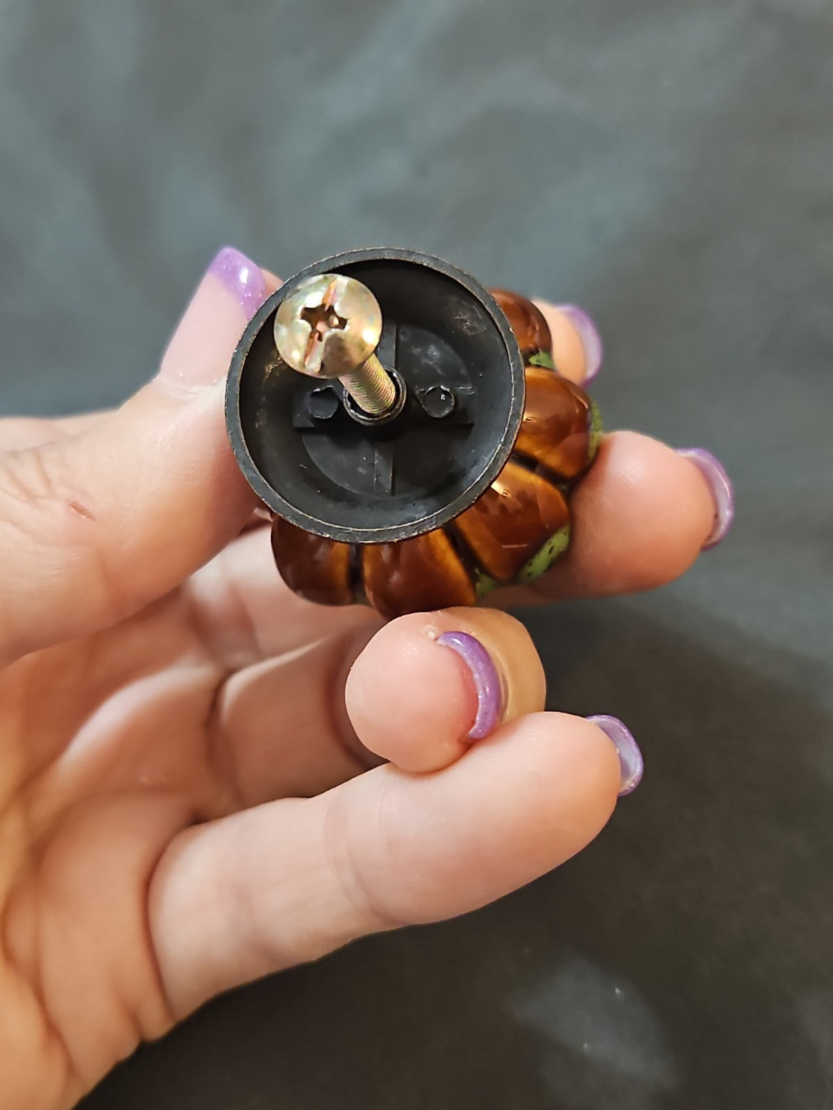 1.5" Ceramic Pumpkin Cabinet Knob Drawer Pull Brown & Green