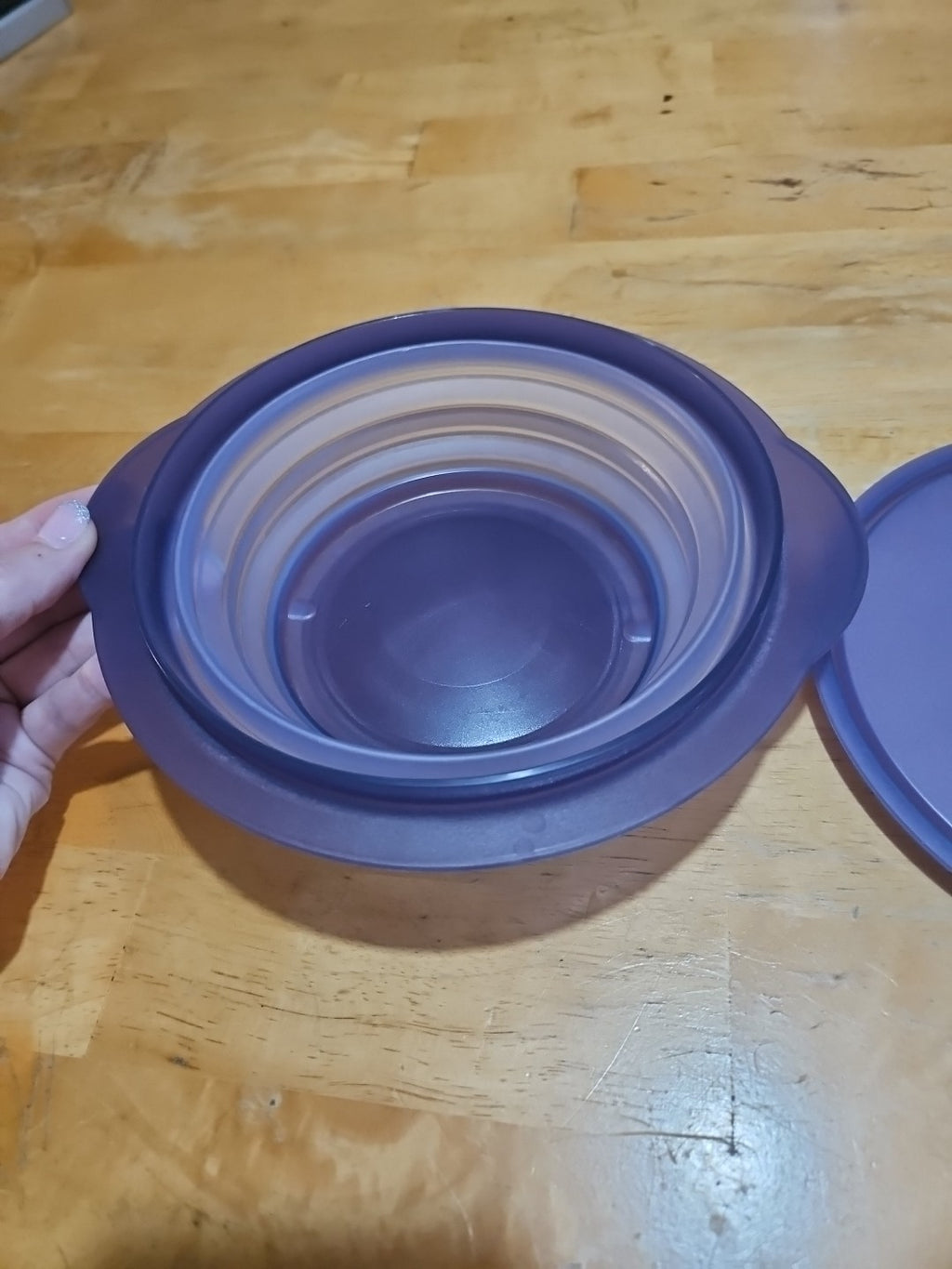 Tupperware 3 Cup Collapsible Purple Bowl 5452A With Lid