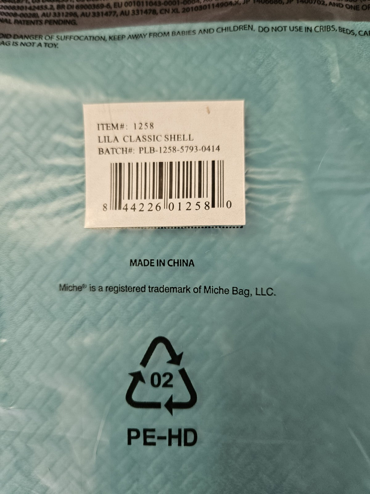New In Package Miche Retired Lila Classic Purse Shell Teal & White Faux Leather