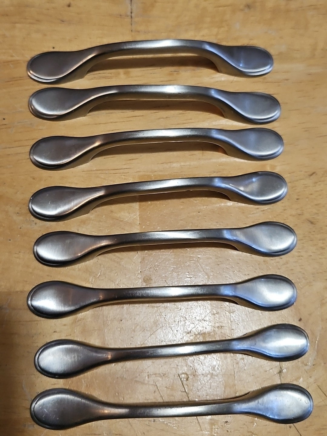 Set Of 8 - 3 Inch Center to Center Satin Nickel Cabinet Pulls 5" Long