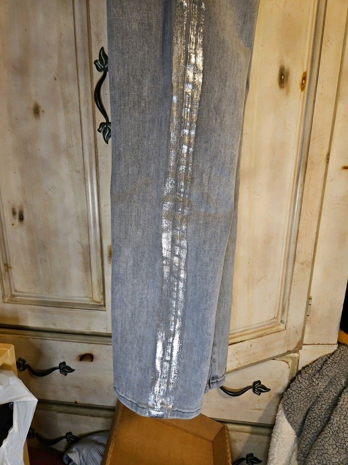 Frame Le High Straight Field Foil Tux Gray Womens Ankle Jeans Sz 25