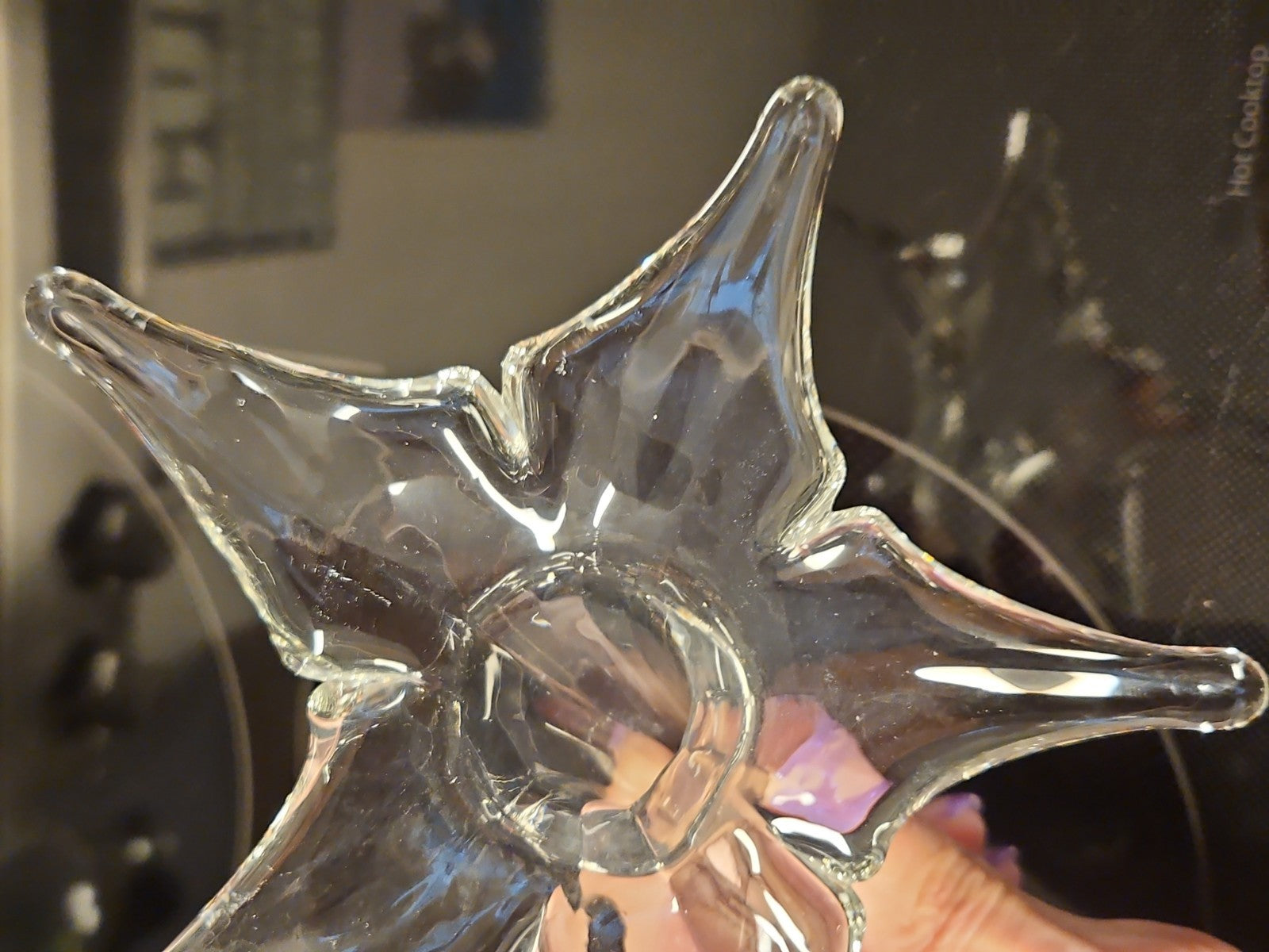 Vintage Pair Of 2 Hamon Glass Hand Blown Glass Lay Down Flower Bud Vases