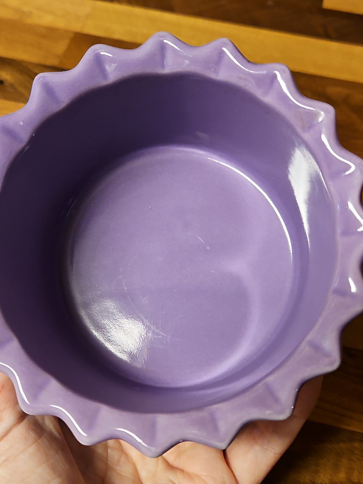 Vintage Chantal 5”x 2.5” Purple Fluted Baking Dish Ruffled Edge 1.5 Cups