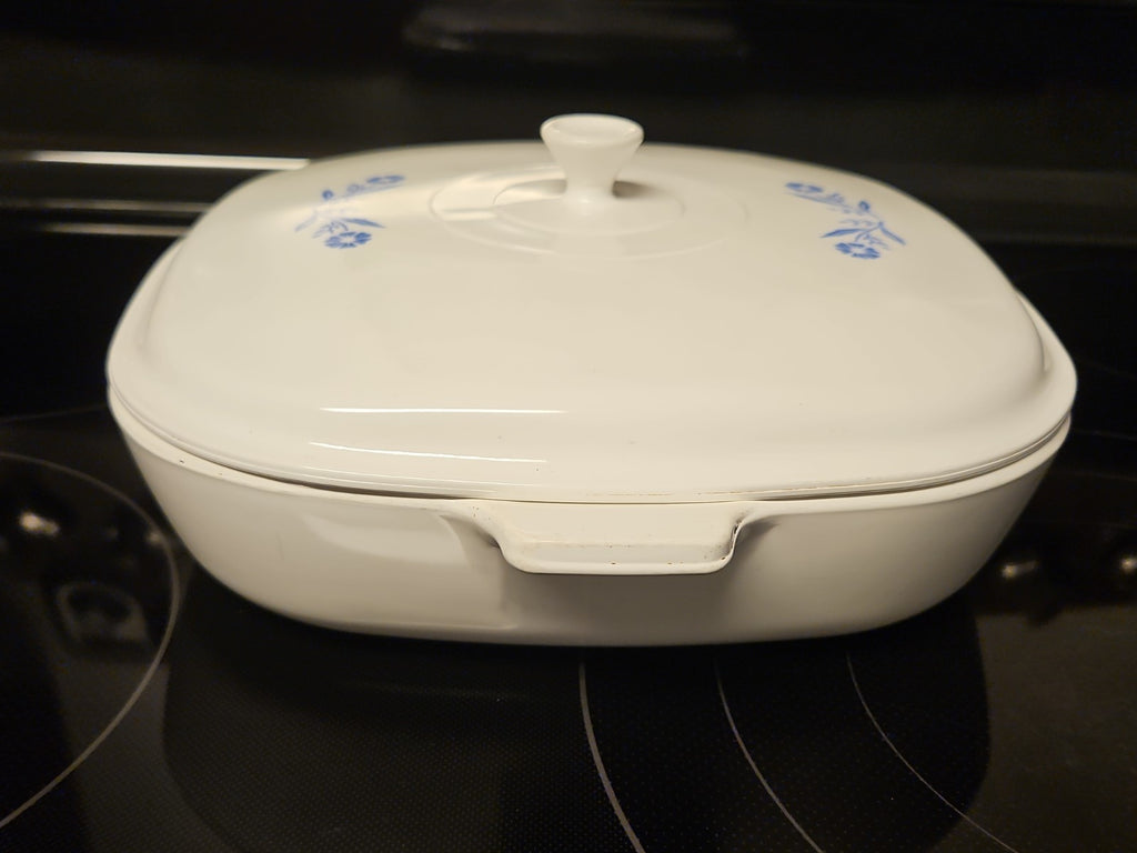 Corning Ware Blue Cornflower Pyroceram A28 10” Casserole Baking Dish w/ Lid EUC
