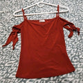 Y2K Charlotte Russe Off Shoulder Tie Sleeve Burnt Orange Top Size S