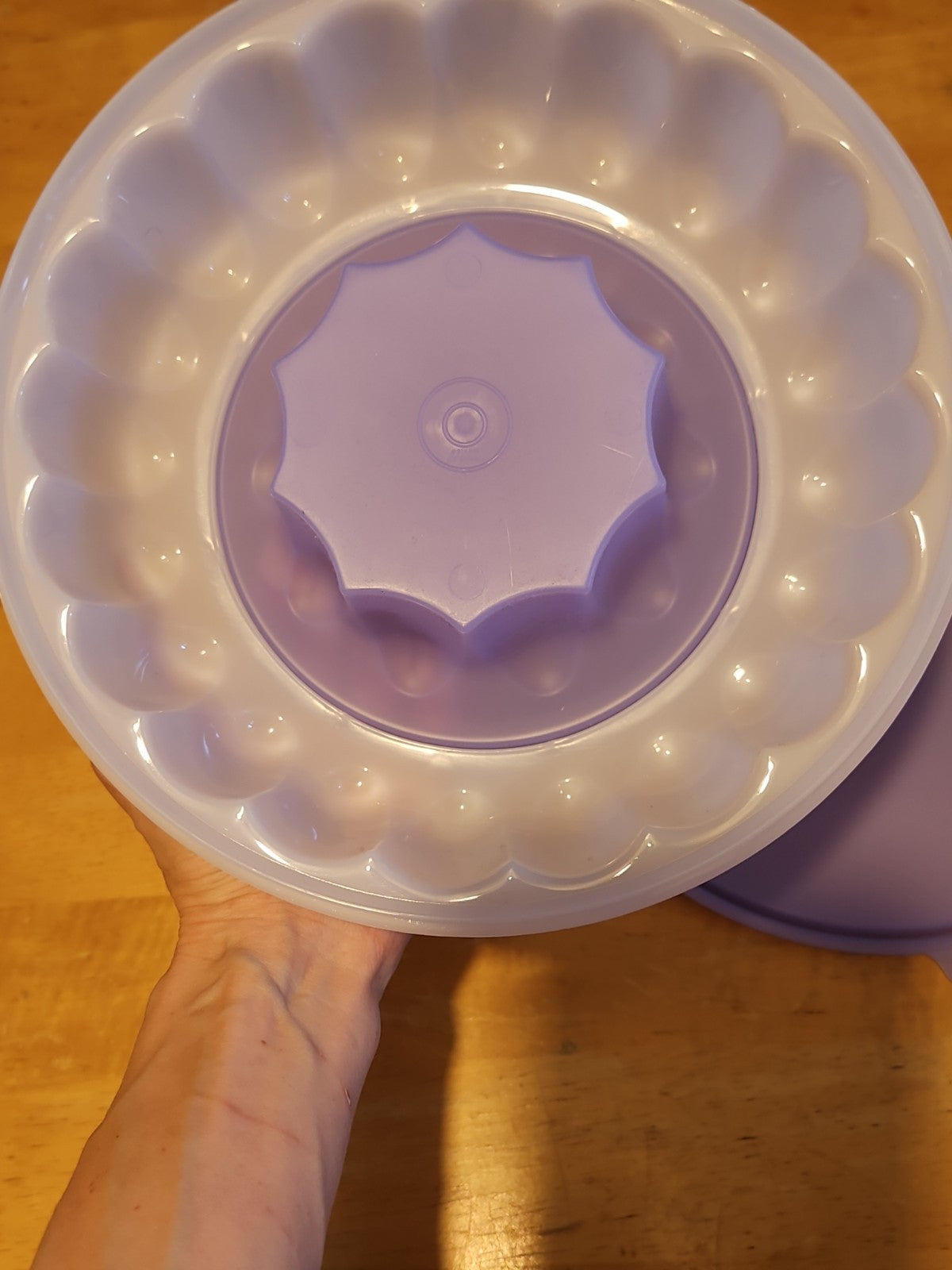 Vintage Tupperware Lavender & Purple #1202 Jel-Ring Jello Mold 3 Piece Set EUC