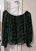 Wilfred Aritzia Talence Blouse Green & Black Python Snake Print Pleated size S