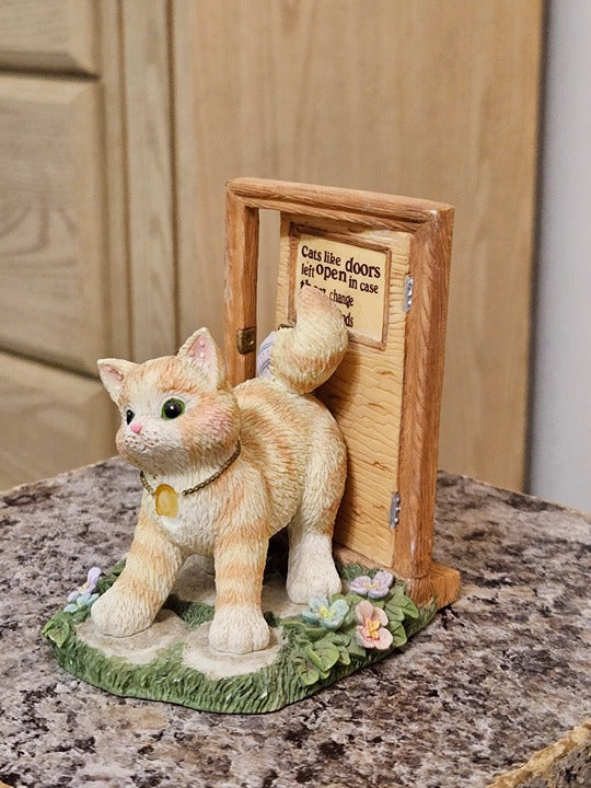 Vintage Calico Kittens Figurines by Priscilla Hillman - "Cats Like Doors Left
