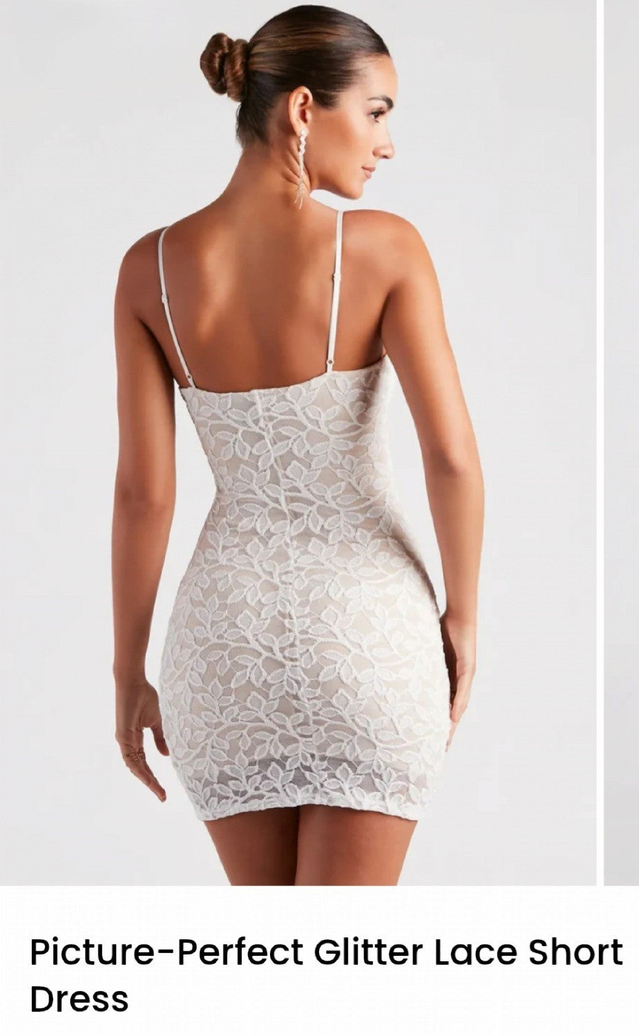 Windsor Picture Perfect Glitter Lace Short Rouched Dress NWT Women's L