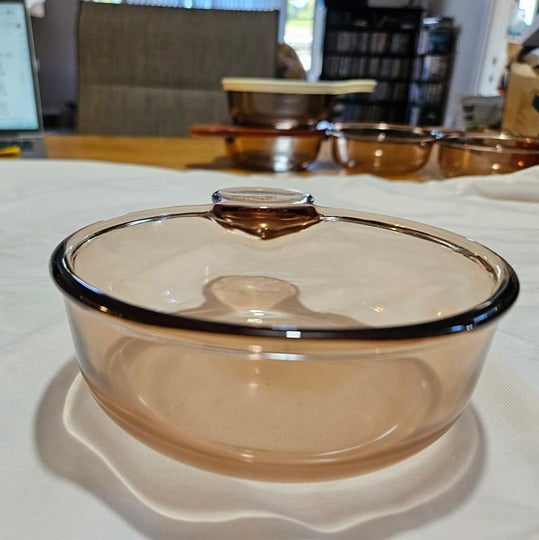 CorningWare Vision Amber Heat N Serve Grab It Bowl V-150-B No Lid