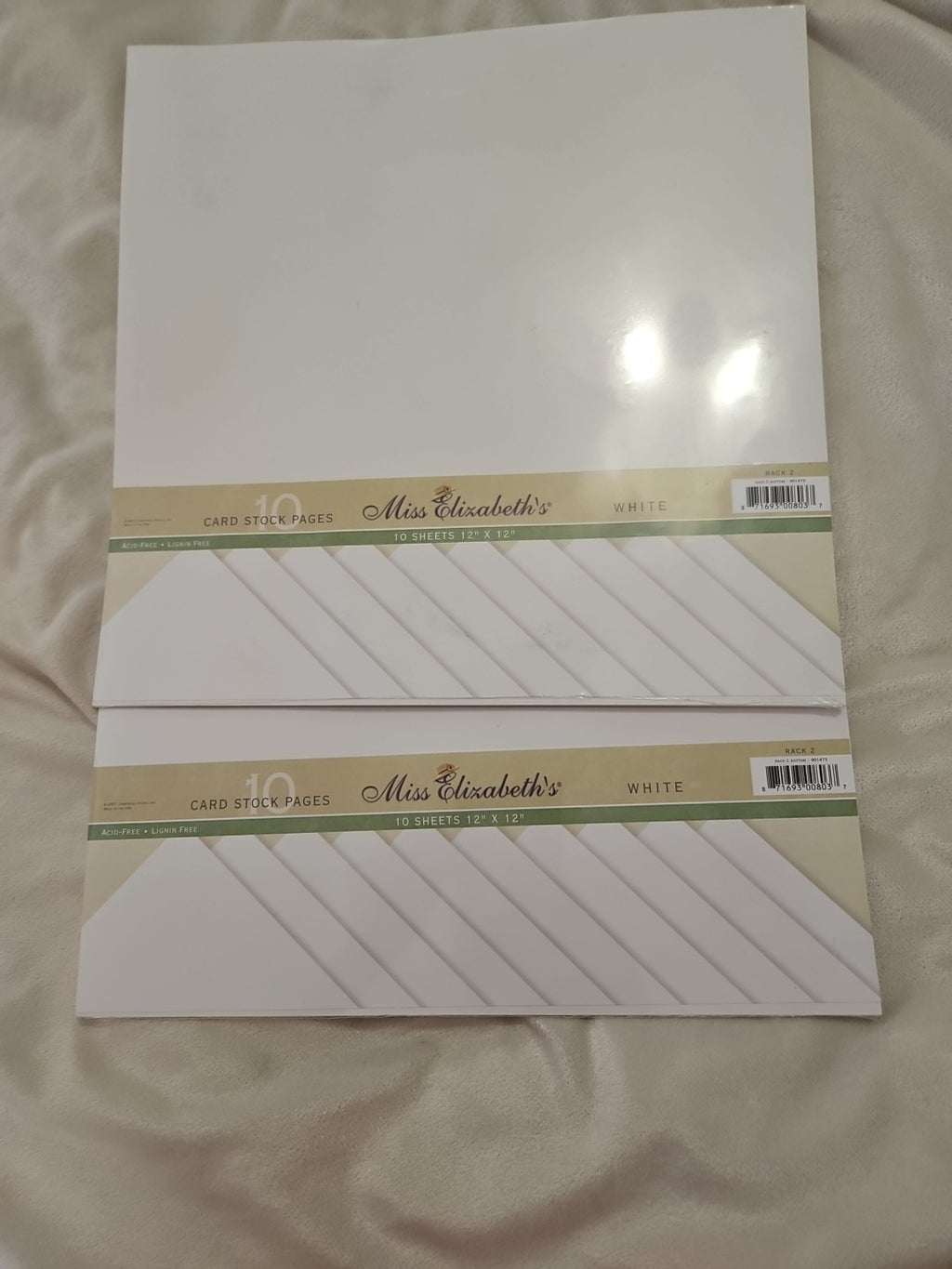 NIP 2 Packs Miss Elizabeth's White Cardstock 12x12 Scrapbook Paper 10 Sheets x 2