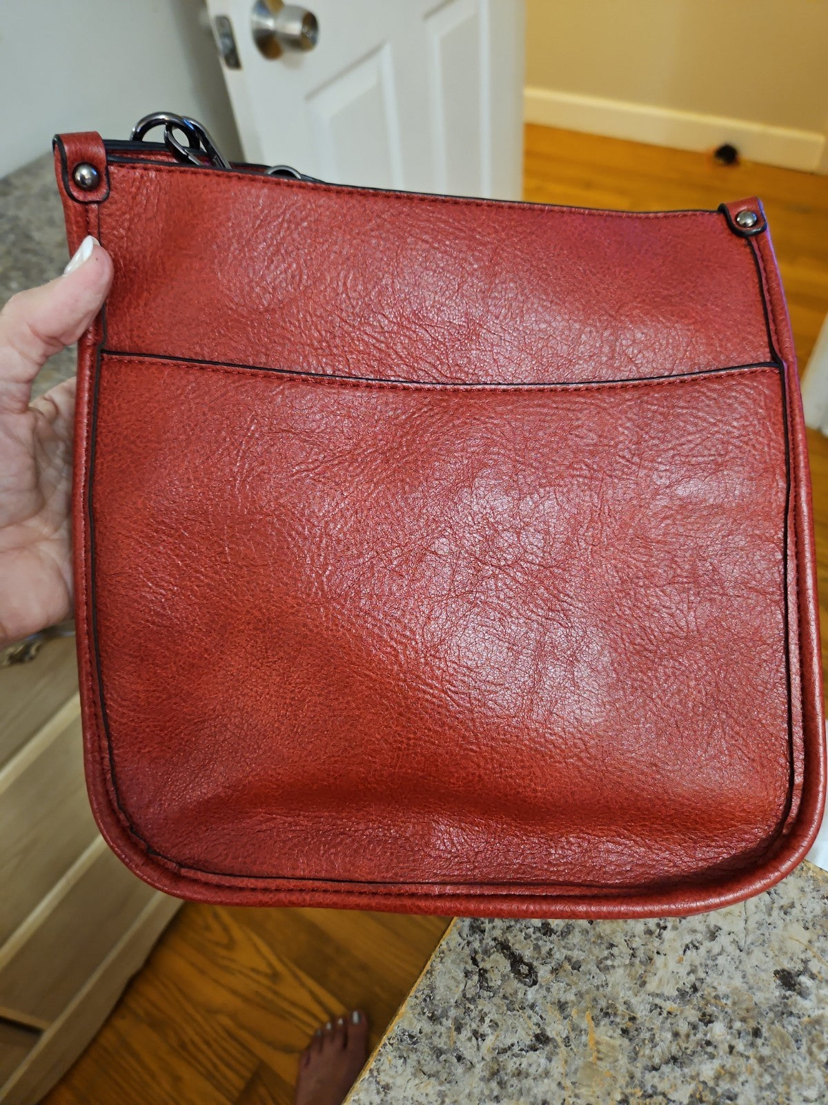 Jen & Co. Posie Vegan Leather Crossbody Rust Red Color EUC