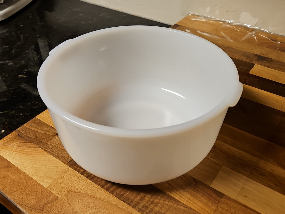 Vintage Glasbake Made for Sunbeam Mixer  19CJ Large White Milk Glass Mixing Bowl