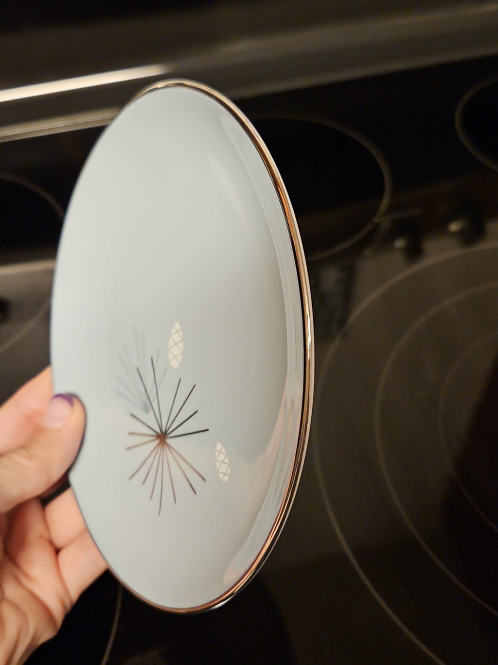 Vintage MCM Franciscan Silver Pine Bread & Butter Plate Near Mint 6 3/8"