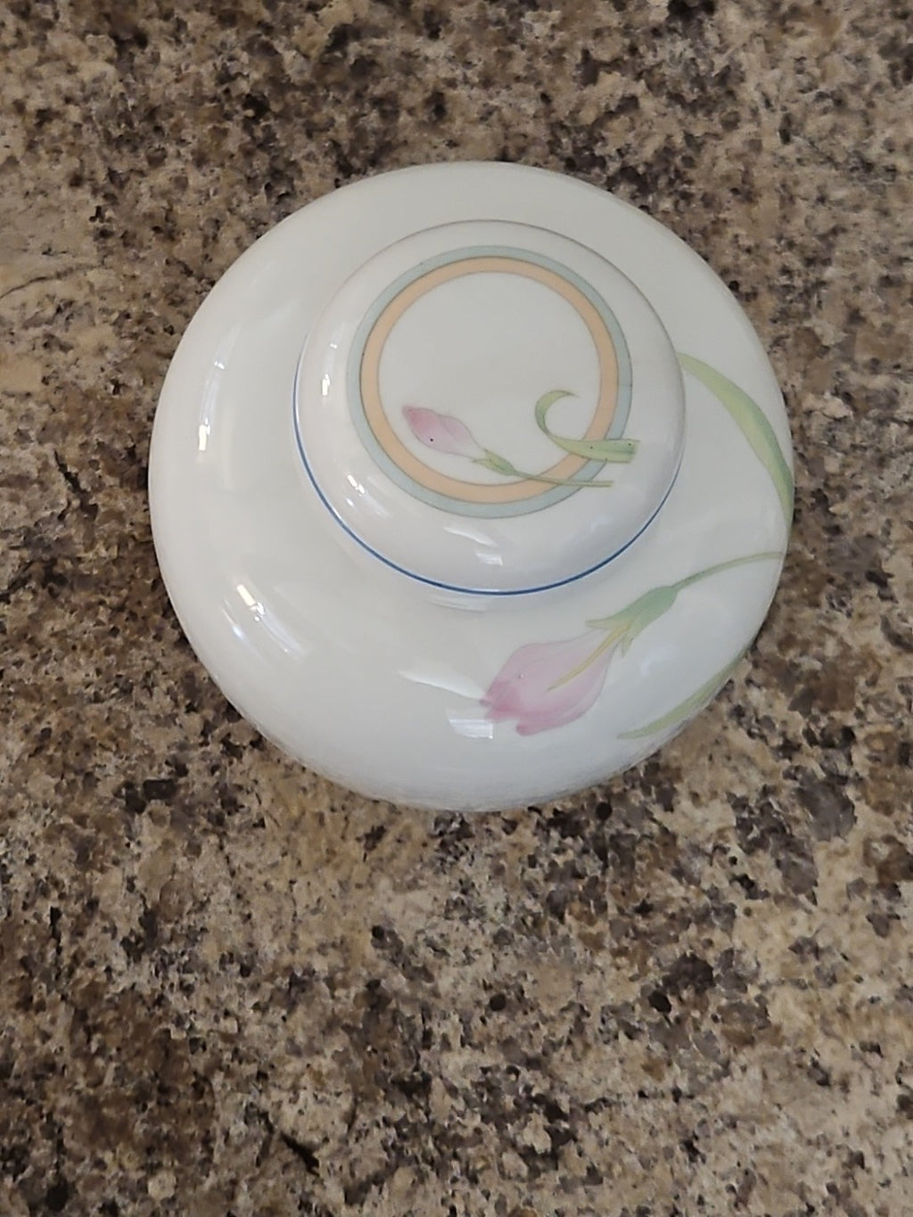 Vintage Chinoiserie Ginger Jar With Lid Purple Orchid & Blue Lily W Gold Accent