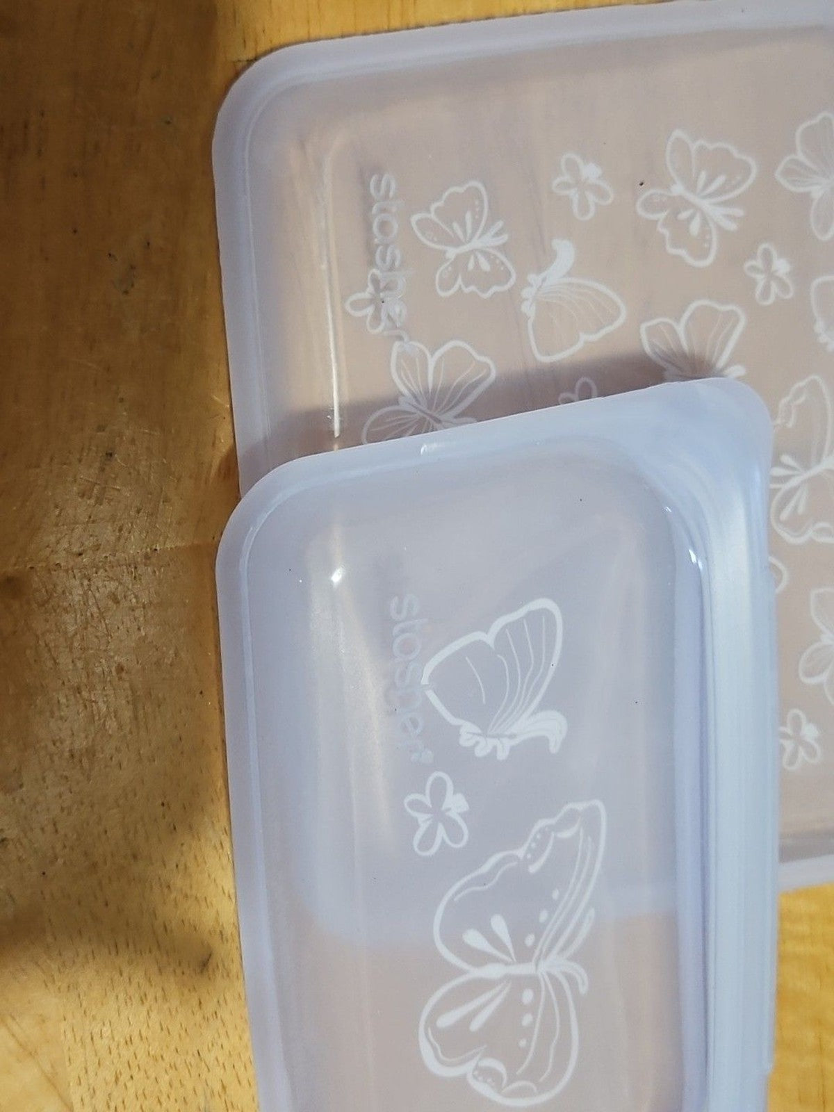Set Of 2 Stasher Frosted Butterfly Bags Reusable Silicone Storage BPA-Free