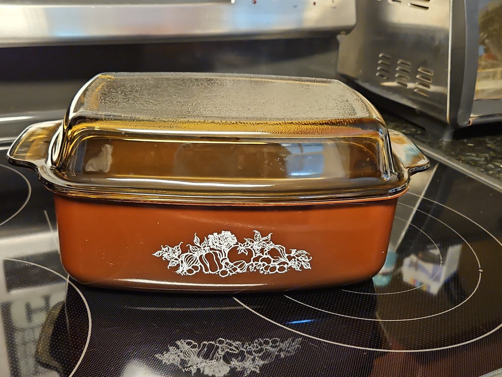 Vintage West Bend Slow Cooker 4qt Brown & White Vegetable Pattern Pot & Lid Only