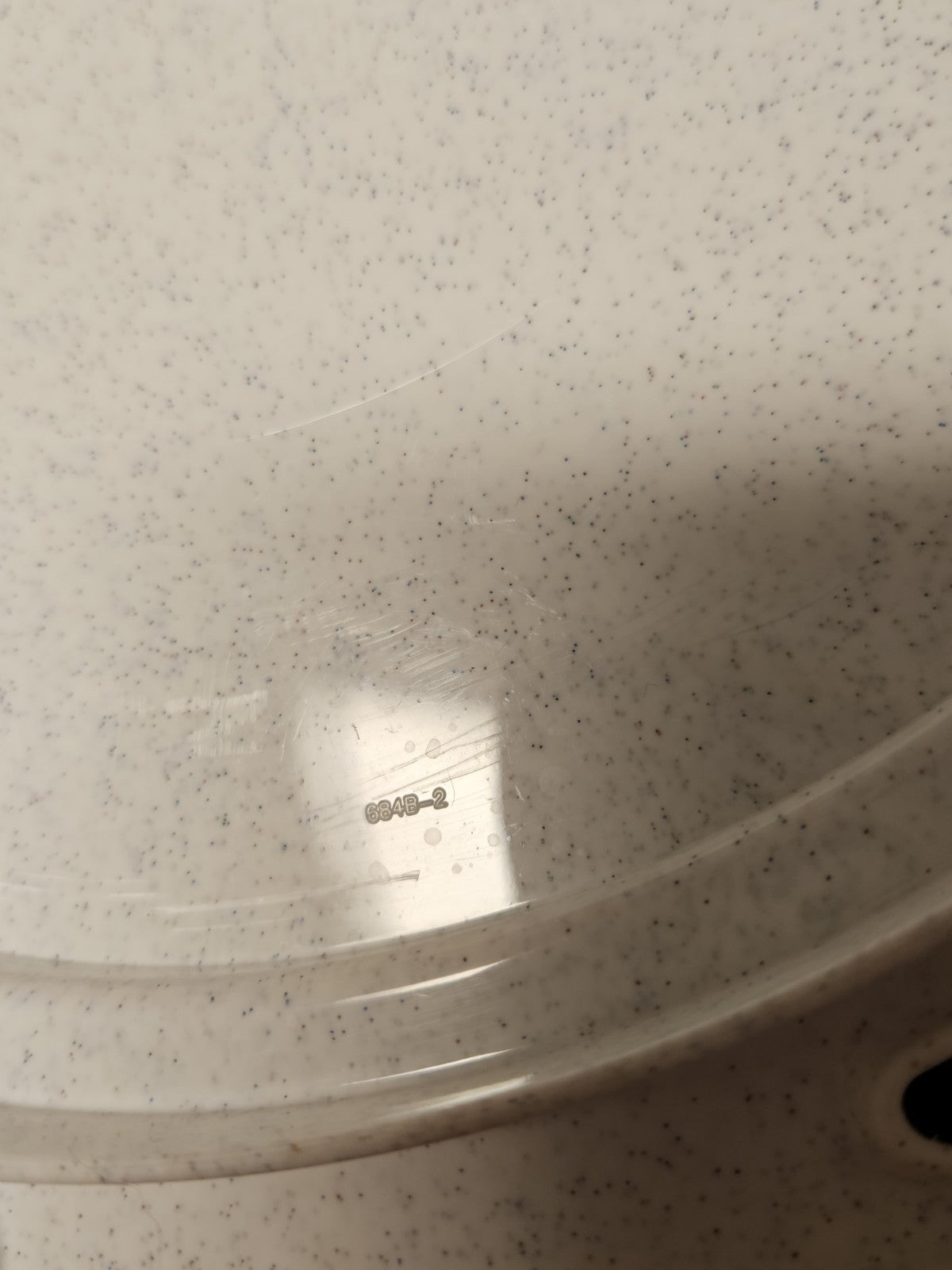 Vintage Tupperware 10" Cake Carrier White Speckled Base 684 Lid 683 Blue Handle