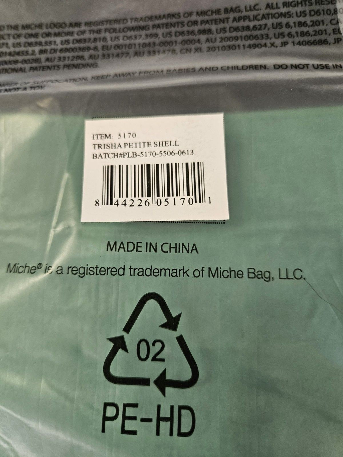 New In Package Retired Miche Trisha Petite Shell Teal Green Faux Leather