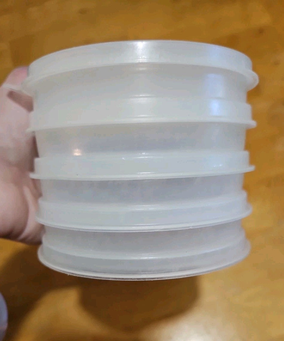 Set of 4 Vintage Tupperware Hamburger Keepers #882 W/ Lid, Press & Slider Press