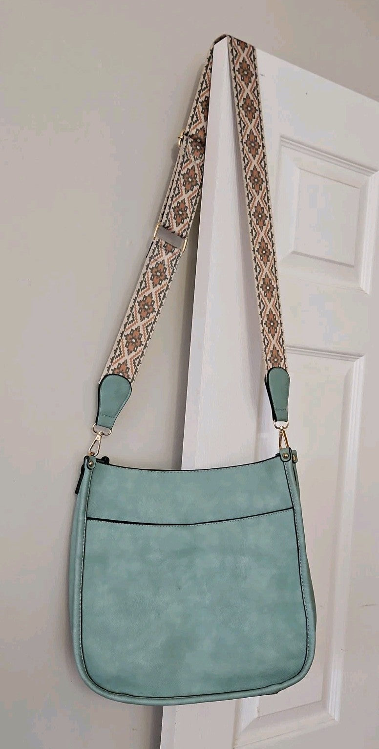 Jen & Co. Chloe Crossbody Shoulder Bag, Vegan Leather Teal Southwest Print Strap
