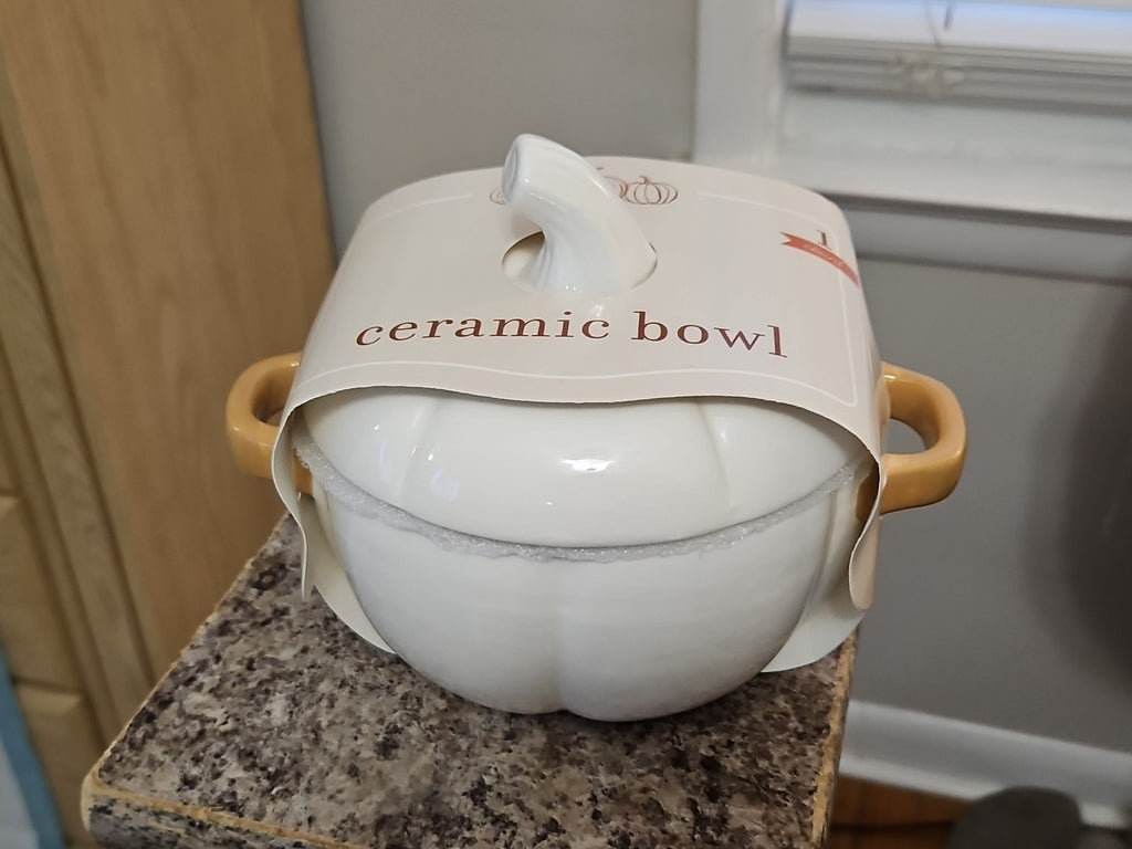 Target Newclassic White Pumpkin Ceramic Candy Bowl Fall Decor 6" NIP