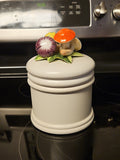 Vintage Arnart Ceramic Canister With Mushrooms Lid Medium Jar 5.5" READ