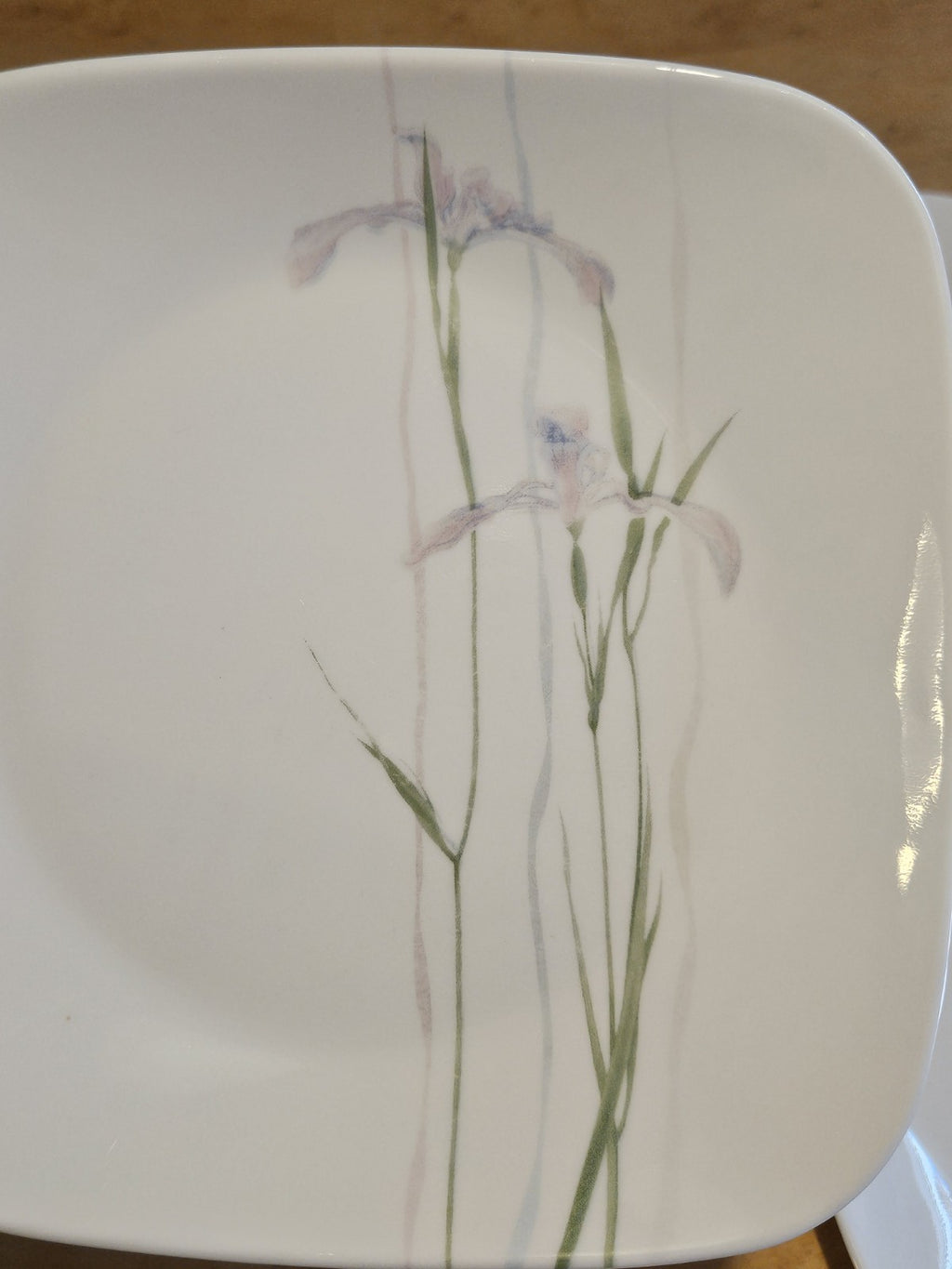 Set of 5 Corelle Vitrelle Square Shadow Iris Luncheon Plates 9" Salad Plates EUC