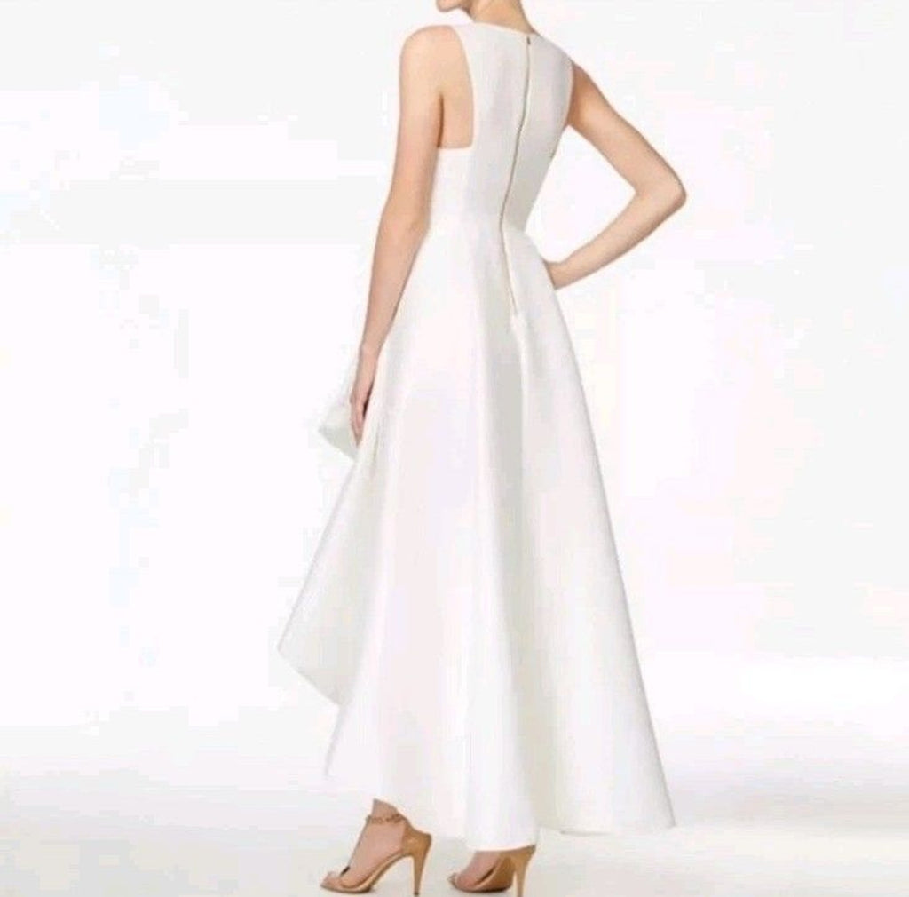 Calvin Klein High-Low A-line Dress White Stock Size 12 Sleeveless V-Neck